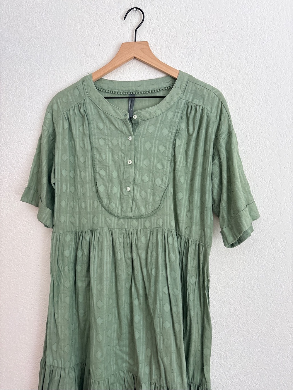 Anthropologie Fern Textured Mini Dress in Sage Green
